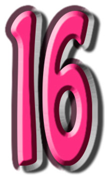 Number 16 - Lifesize Cardboard Cutout / Standee Number 16 - Lifesize Cardboard Cutout / Standee
