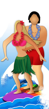 Surfer Couple Stand-In - Lifesize Cardboard Cutout / Standee Surfer Couple Stand-In - Lifesize Cardboard Cutout / Standee