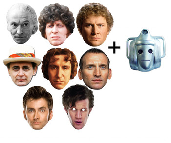 The Doctors - Doctor Who 50th Anniversary Face Masks set of 9 (includes bonus Classic Cyberman mask) The Doctors - Doctor Who 50th Anniversary Face Masks set of 9 (includes bonus Classic Cyberman mask)
