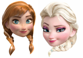 Anna and Elsa from Frozen Party Face Mask Pack Of Two Anna and Elsa from Frozen Party Face Mask Pack Of Two