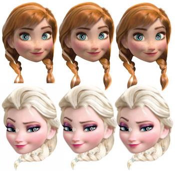 Anna and Elsa from Frozen Party Face Mask Pack Of Six Anna and Elsa from Frozen Party Face Mask Pack Of Six