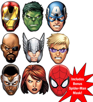Marvel's The Avengers Ultimate Super Hero Set of 9 Variety Face Mask Pack Marvel's The Avengers Ultimate Super Hero Set of 9 Variety Face Mask Pack