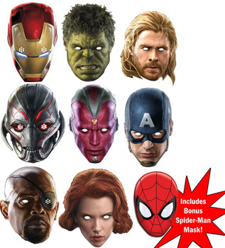 Avengers Age of Ultron Marvel Super Hero Set of 9 Variety Face Mask Pack Avengers Age of Ultron Marvel Super Hero Set of 9 Variety Face Mask Pack