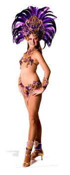 Carnival Purple Peacock Feathers Babe Lifesize Cardboard Cutout Carnival Purple Peacock Feathers Babe Lifesize Cardboard Cutout