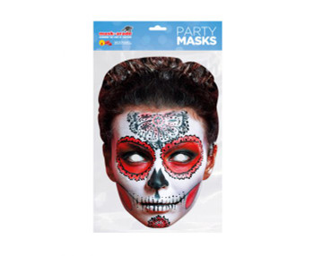 Day of the Dead Red Zombie Female Single 2D Card Party Face Mask Day of the Dead Red Zombie Female Single 2D Card Party Face Mask