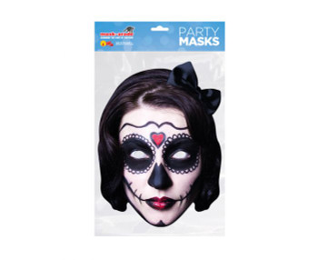 Day of the Dead Black Zombie Female Single 2D Card Party Face Mask Day of the Dead Black Zombie Female Single 2D Card Party Face Mask