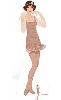 Flapper Girl Beige Dress Lifesize and Mini Cardboard Cutout Flapper Girl Beige Dress Lifesize and Mini Cardboard Cutout