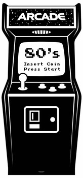 1980s Black and White Video Arcade Game Cardboard Cutout 1980s Black and White Video Arcade Game Cardboard Cutout