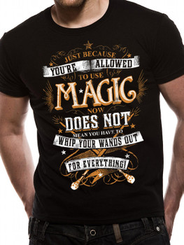 Harry Potter Magic Wands Official Unisex Black T-Shirt Harry Potter Magic Wands Official Unisex Black T-Shirt