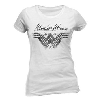 Wonder Woman Ink Effect Logo Ladies Fitted White T-Shirt Wonder Woman Ink Effect Logo Ladies Fitted White T-Shirt