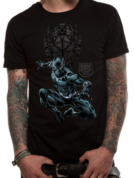 Black Panther Shield and Logo Official Marvel Black Unisex T-Shirt Black Panther Shield and Logo Official Marvel Black Unisex T-Shirt