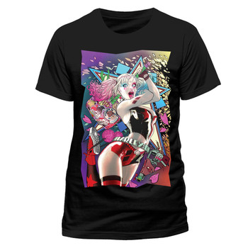 Batman Harley Quinn Smashing Logo Black DC Comics Unisex T-Shirt Batman Harley Quinn Smashing Logo Black DC Comics Unisex T-Shirt