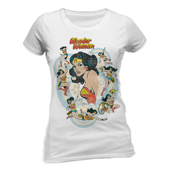 Wonder Woman Vintage Montage Official Fitted Ladies T-Shirt Wonder Woman Vintage Montage Official Fitted Ladies T-Shirt