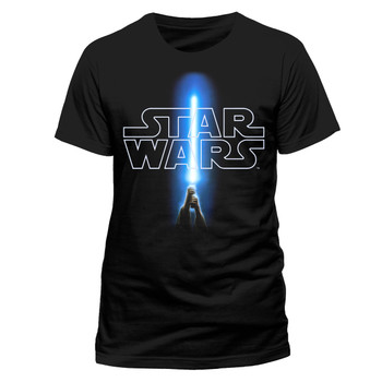 Star Wars Logo and Saber Official Unisex Black T-Shirt Star Wars Logo and Saber Official Unisex Black T-Shirt