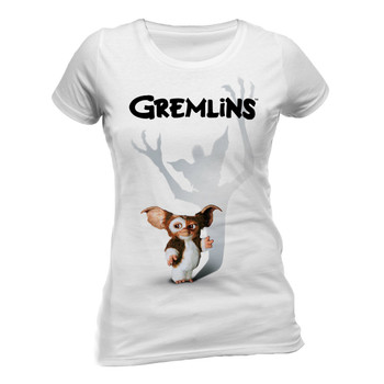 Gremlins Shadow Official Fitted White Ladies T-Shirt Gremlins Shadow Official Fitted White Ladies T-Shirt