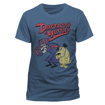 Wacky Races Darstardly and Muttley Official Unisex Blue T-Shirt Wacky Races Darstardly and Muttley Official Unisex Blue T-Shirt