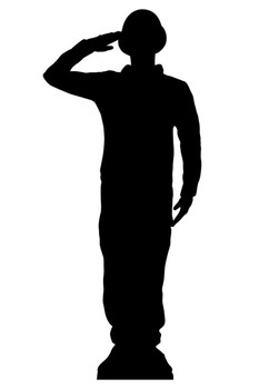 Saluting Wartime Soldier Silhouette Lifesize Cardboard Cutout Saluting Wartime Soldier Silhouette Lifesize Cardboard Cutout
