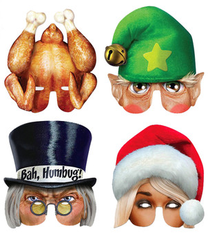 Christmas Bah Humbag Card Party Half Face Mask Variety Pack of 4 Christmas Bah Humbag Card Party Half Face Mask Variety Pack of 4