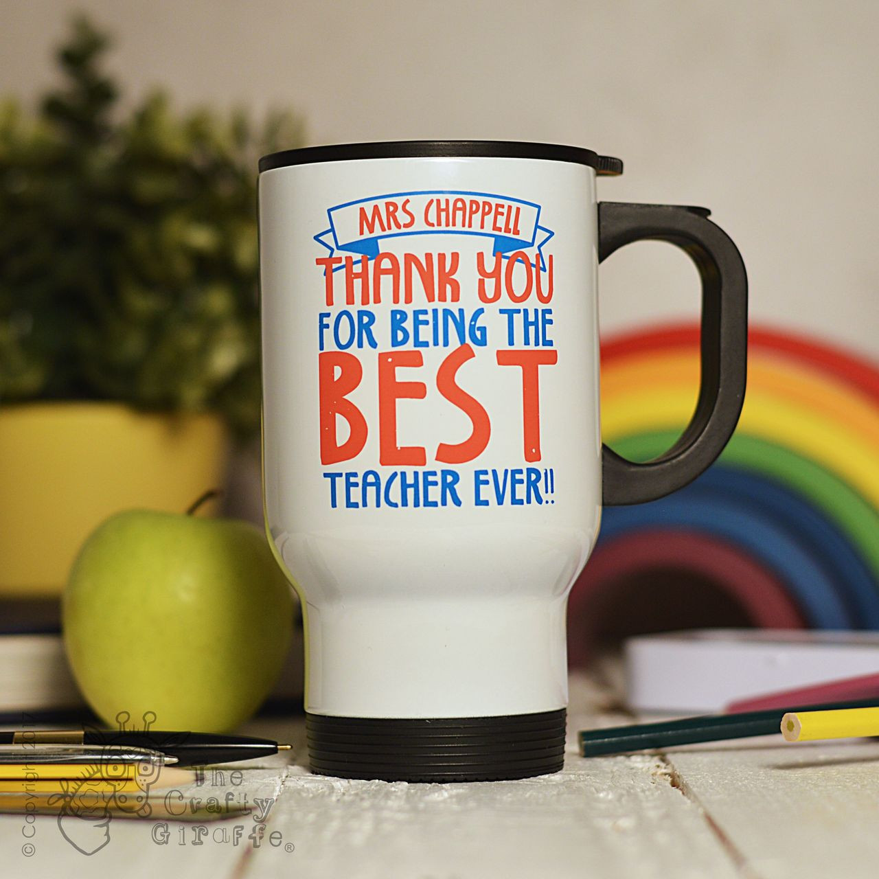 Personalised Best Teacher Ever Travel Mug - The Crafty Giraffe Personalised Best Teacher Ever Travel Mug - The Crafty Giraffe