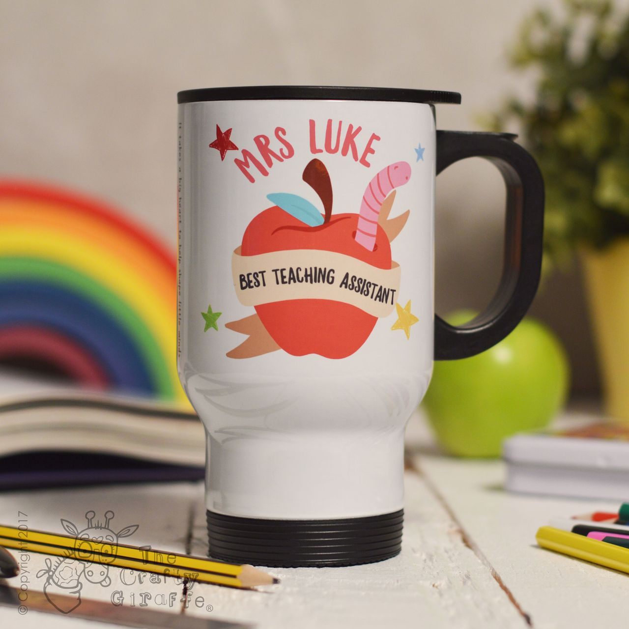 Personalised Best Teaching Assistant Travel Mug - The Crafty Giraffe Personalised Best Teaching Assistant Travel Mug - The Crafty Giraffe