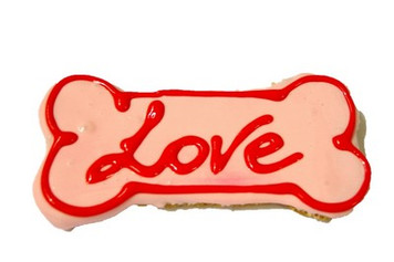 Doggy Large Love Bone Cookie - 14cm - Pink - Gourmet Dog Treat