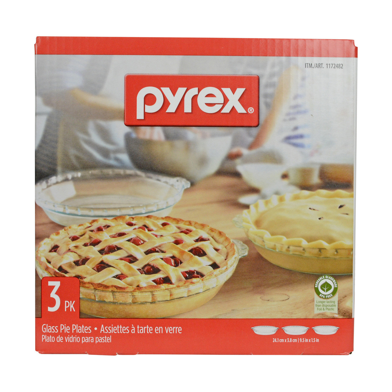 Pyrex 9.5” Glass Pie Plate 3-Pack | Helton Tool & Home Pyrex 9.5” Glass Pie Plate 3-Pack | Helton Tool & Home