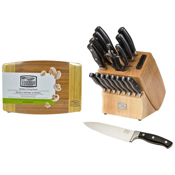 Chicago Cutlery 18pc Insignia2 Stainless Steel Knife Block Set w/ 12" Bamboo Cutting Board
Chicago Cutlery 18pc Insignia2 Stainless Steel Knife Block Set w/ 12" Bamboo Cutting Board