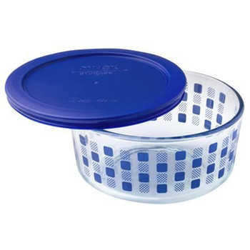 Pyrex Simply Store 4-Cup Blue Square Dots Glass Storage Bowl with Plastic Lid Set Pyrex Simply Store 4-Cup Blue Square Dots Glass Storage Bowl with Plastic Lid Set
