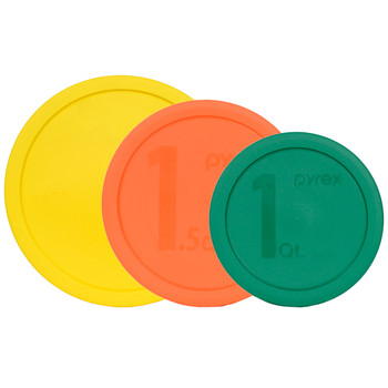 Pyrex (1)325-PC 2.5-quart Yellow, (1)323-PC 1.5-quart Orange, and (1)322-PC 1-quart Green Round Replacement Lid
Pyrex (1)325-PC 2.5-quart Yellow, (1)323-PC 1.5-quart Orange, and (1)322-PC 1-quart Green Round Replacement Lid