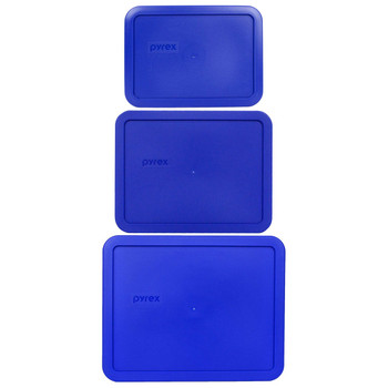 Pyrex 7212-PC, 7211-PC, and 7210-PC Cobalt Blue Rectangle Plastic Lids Pyrex 7212-PC, 7211-PC, and 7210-PC Cobalt Blue Rectangle Plastic Lids