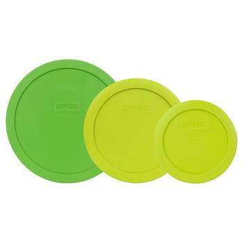 Pyrex 7402-PC, 7201-PC, and 7200-PC Green Round Plastic Lids Pyrex 7402-PC, 7201-PC, and 7200-PC Green Round Plastic Lids