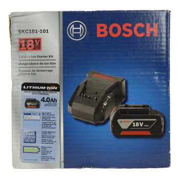 Bosch SKC181-101 2pc 18V Li-Ion FatPack Battery and Charger Starter Kit Bosch SKC181-101 2pc 18V Li-Ion FatPack Battery and Charger Starter Kit