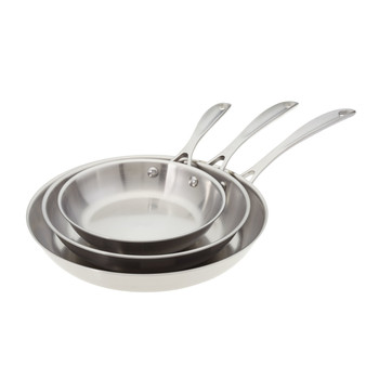 American Kitchen Triple Threat Stainless Steel 3-Piece Skillet Set American Kitchen Triple Threat Stainless Steel 3-Piece Skillet Set