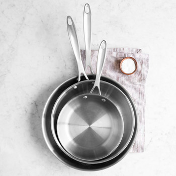 American Kitchen Triple Threat Stainless Steel 3-Piece Skillet Set American Kitchen Triple Threat Stainless Steel 3-Piece Skillet Set