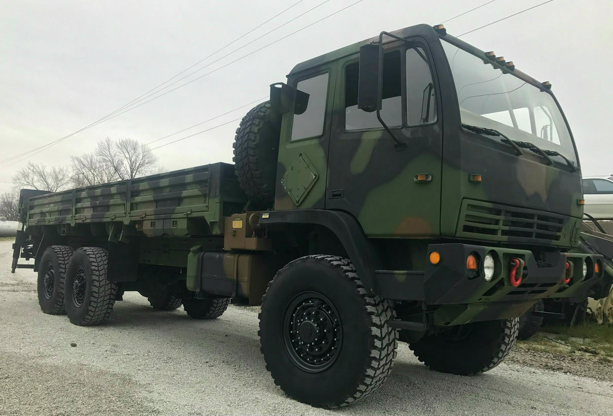 Stewart & Stevenson M1086 6x6 5 Ton Cargo Truck With Material Handling Crane Midwest Military