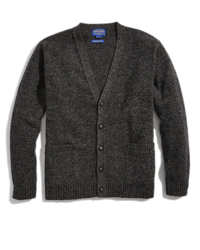 Shetland Wool Cardigan Sweater in Charcoal Marl by Pendleton - Hansen's ...