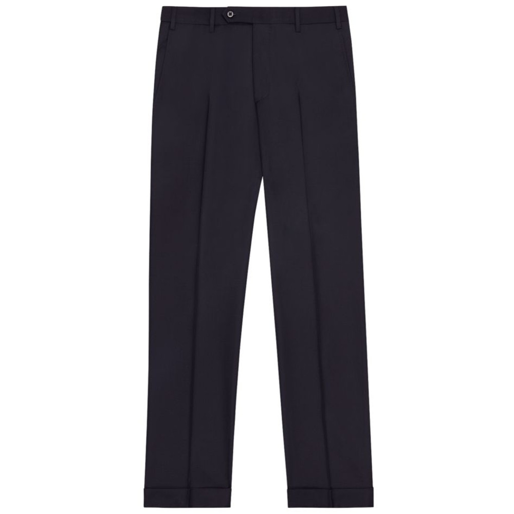 'Devon' Flat Front Lower Rise Super 120's Wool Serge Pant in Navy by ...