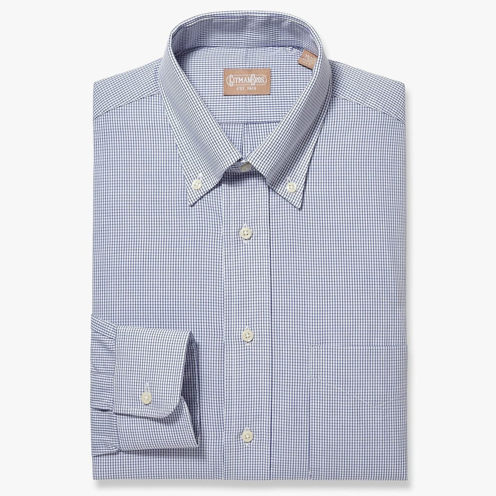 Mini Graph Check Broadcloth Shirt with Button-Down Collar in Navy by ...