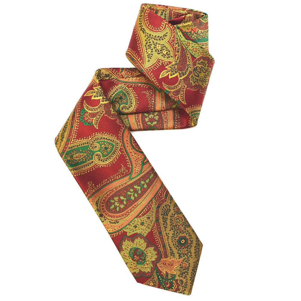 Red, Gold, and Green Paisley Woven Silk Tie by Robert Jensen - Hansen's ...