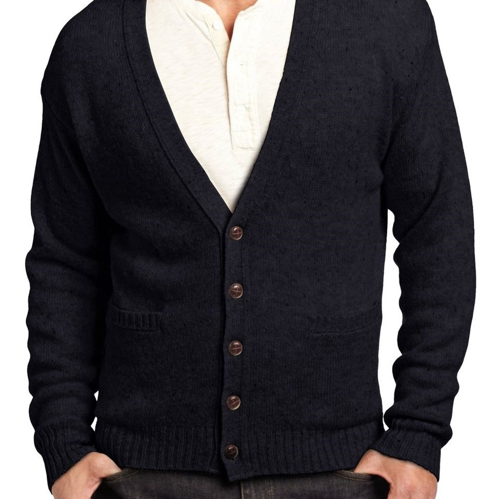 Shetland Wool Cardigan Sweater in Navy Mix by Pendleton - Hansen's Clothing