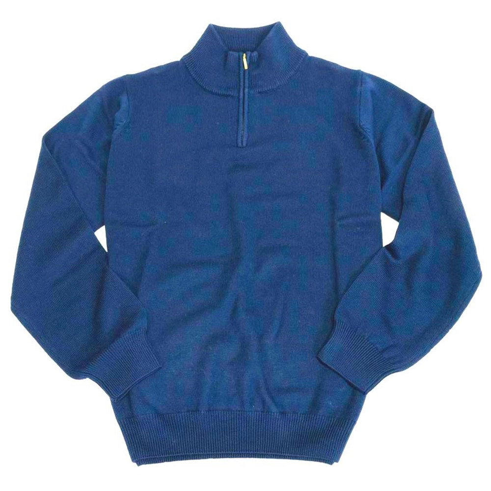 Merino Wool Quarter-Zip Mock Neck Sweater in Indigo by Viyella - Hansen ...