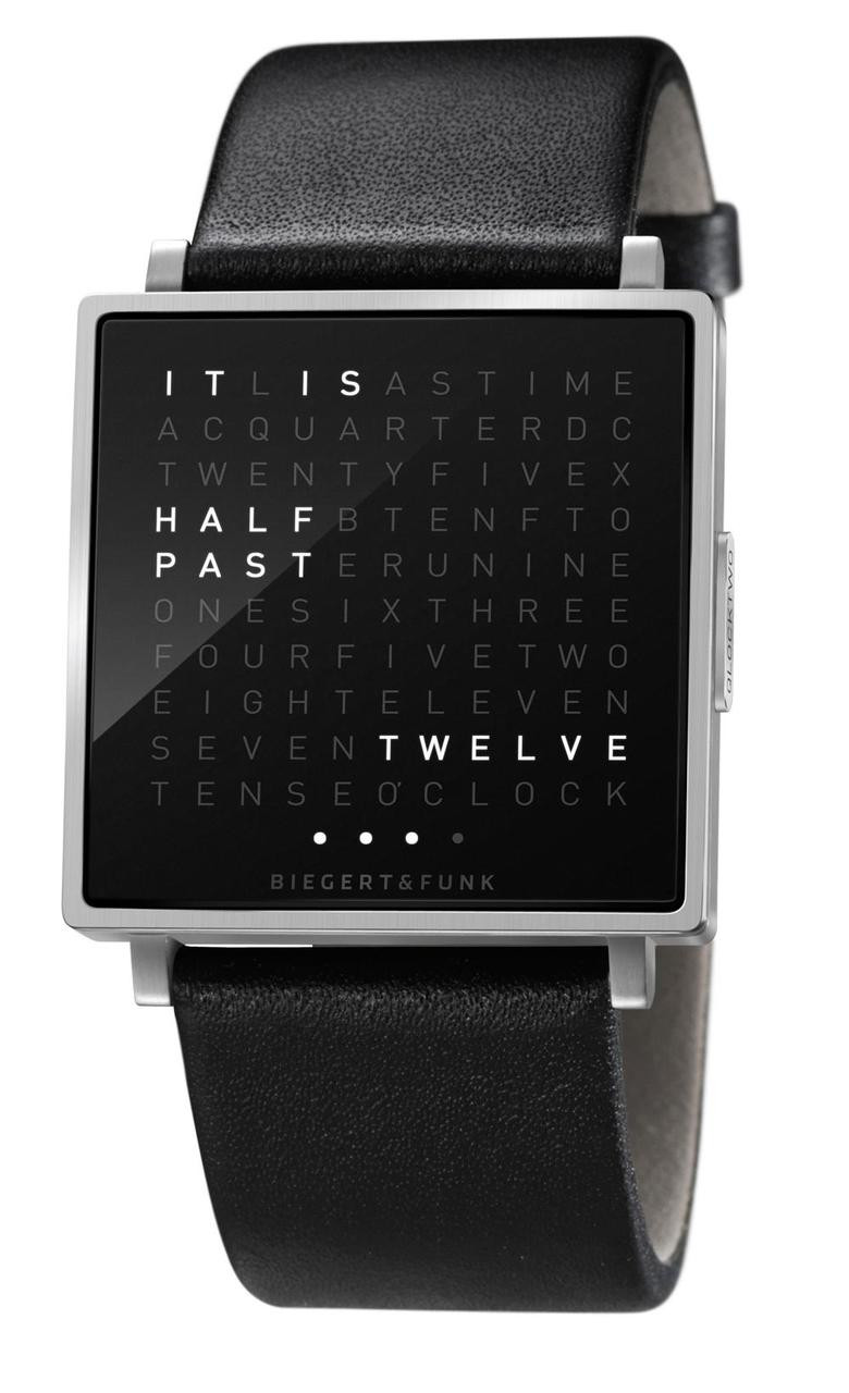 Qlocktwo W Time In Words Brushed Steel