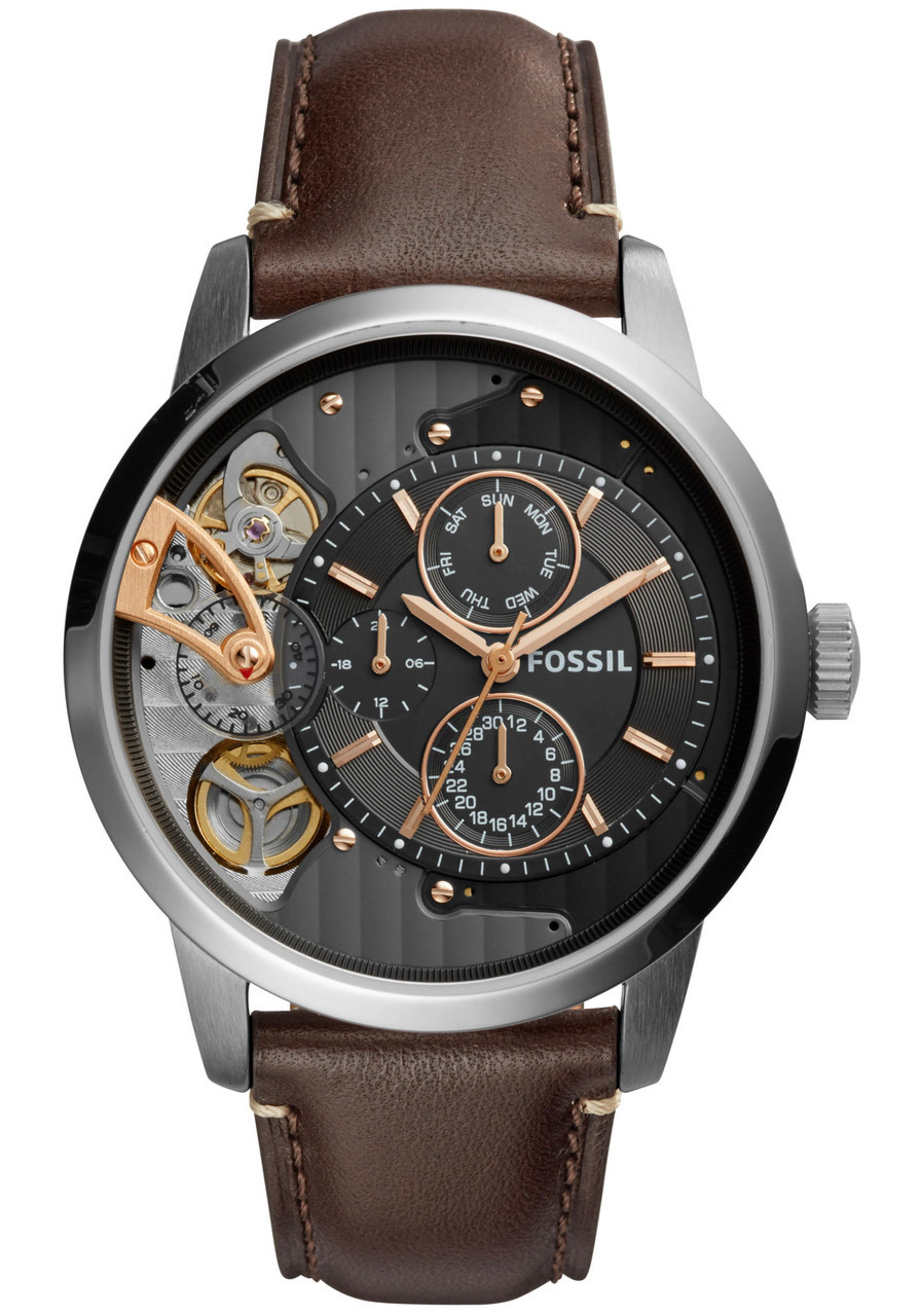 Fossil ME1163 Townsman Twist Leather Dark Brown | Watches.com