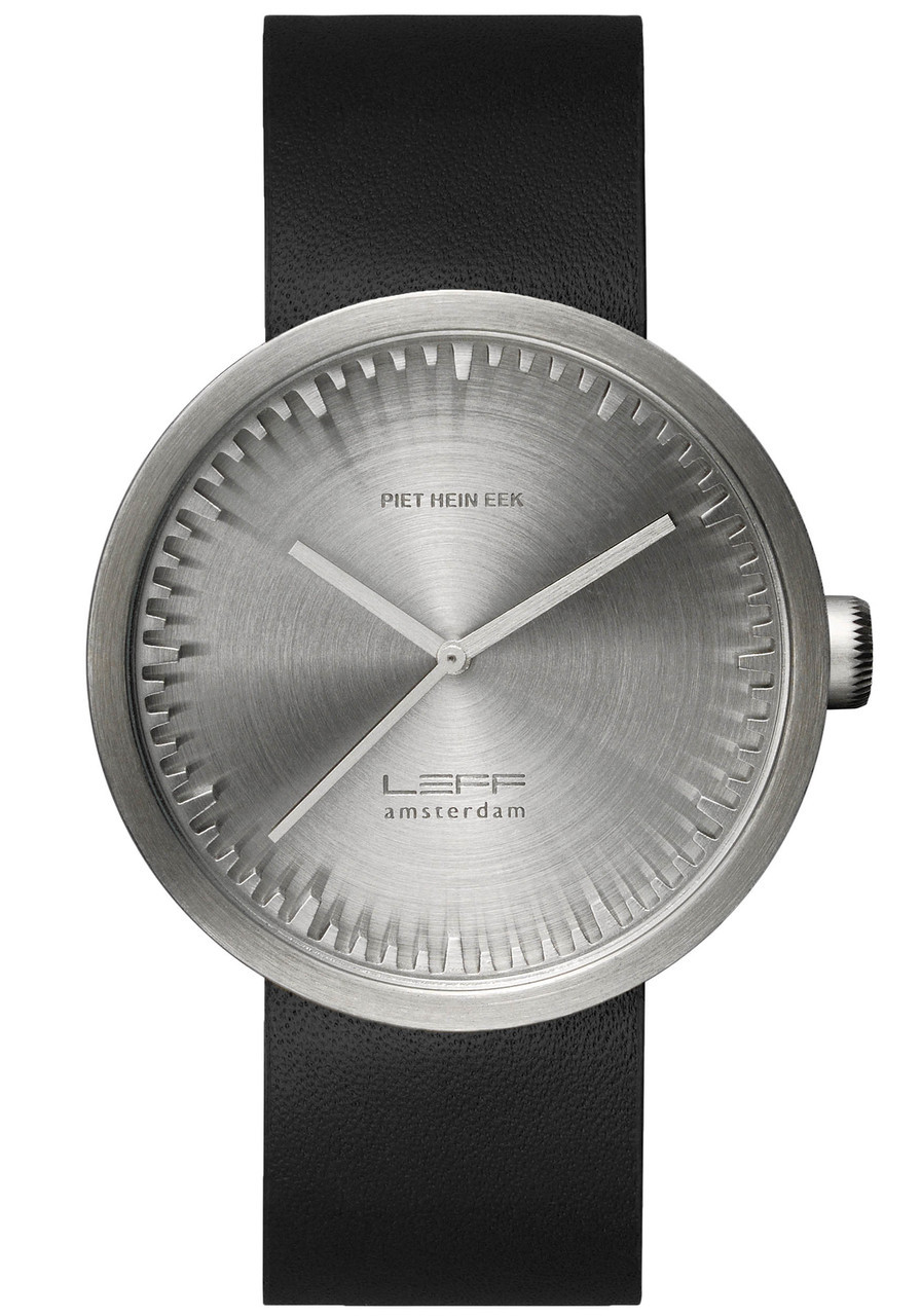 LEFF Amsterdam Tube Watch Leather D38 Steel Black | Watches.com