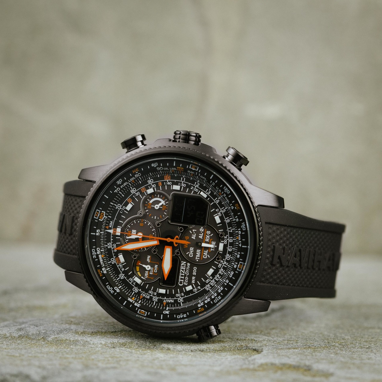 Citizen Eco-Drive Promaster Navihawk A-T Black Orange | Watches.com