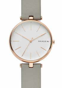 Skagen SKW2710 Signatur T-Bar Rose Gold Grey Leather Skagen SKW2710 Signatur T-Bar Rose Gold Grey Leather