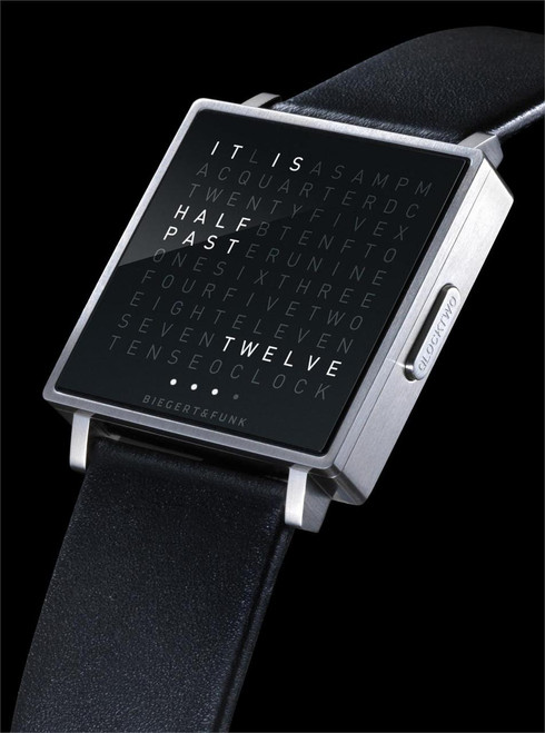 Qlocktwo W Time In Words -Brushed Steel | Watches.com