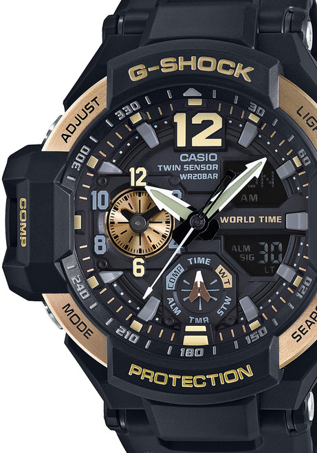 g shock watch gold black