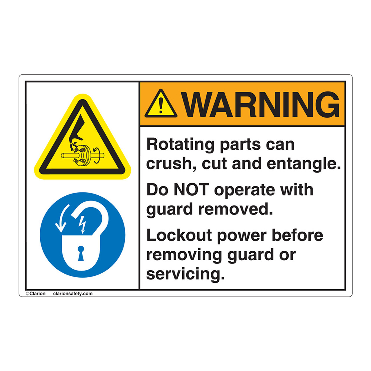 Warningrotating Parts Emc 25 Clarion Safety Systems Safety Label