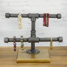 Industrial Style Pipe Jewelry Display - Front Industrial Style Pipe Jewelry Display - Front